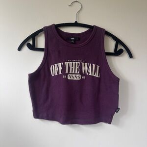 Vans Ribbed Crop Tank - Plum with Cream Logo